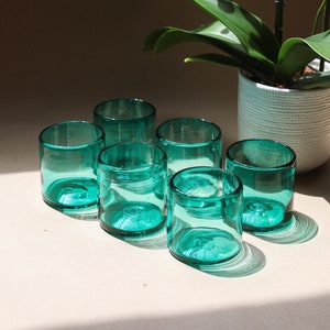 Blown-Glass Turquoise Blue Glasses | Beautiful Colored Glassware | Casa Común