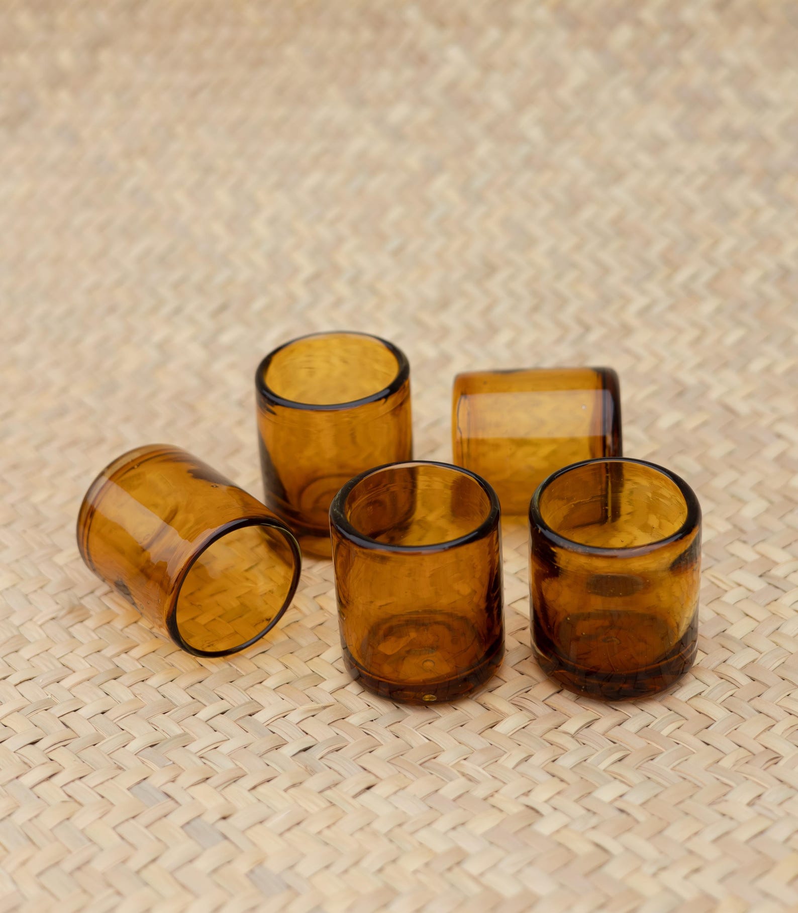 Amber Hand Blown Mexican Shot Glasses | Set of 6 | Tequila & Mezcal Glass | Casa Común - Set of 6