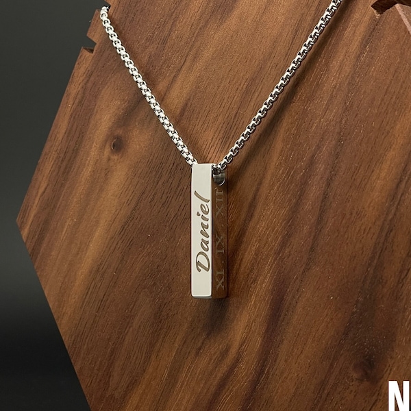 Urn Necklace, Cubed Bar Necklace, Cremation Jewelry for Ashes of Human, Engraved Necklace For Women, Memorial Necklace, Pets