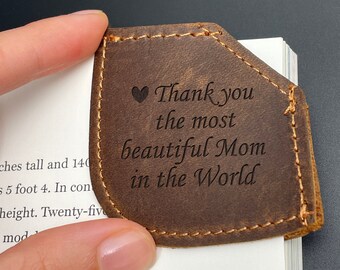 Personalized Leather Corner Bookmark and Cord Keeper, Cable Organizer, Gift for Mom, Mom's Day Gift, Mother's Day Present, Unique gifts