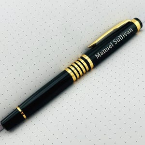 Engraved Black Gold Trim Pen