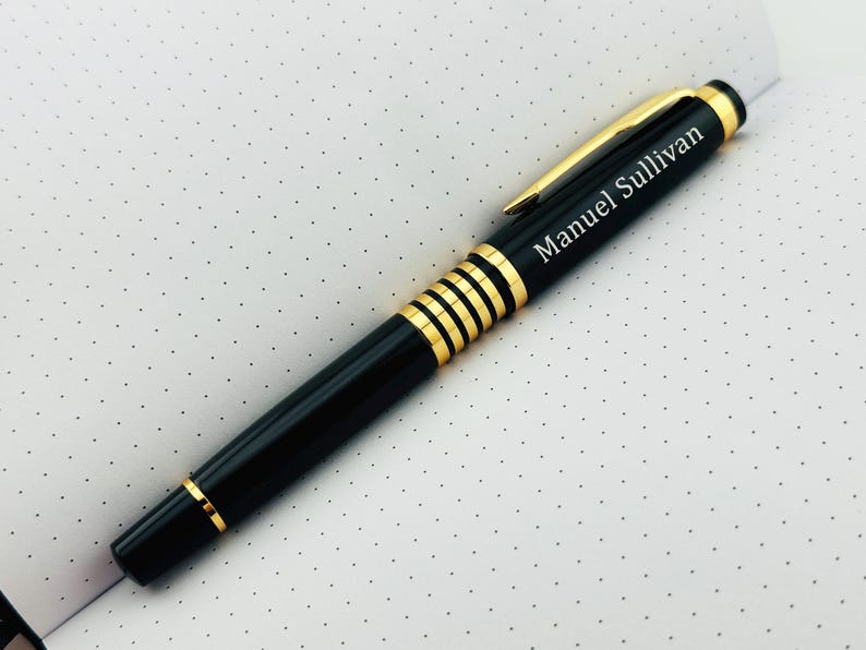 Engraved Black Gold Trim Pen