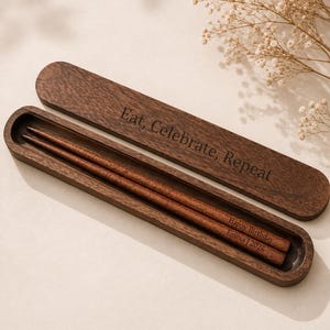 Personalized Wooden Chopsticks in Box: Engraved Asian Cuisine Gift