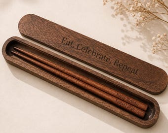 Personalized Wooden Chopsticks in Box: Engraved Asian Cuisine Gift