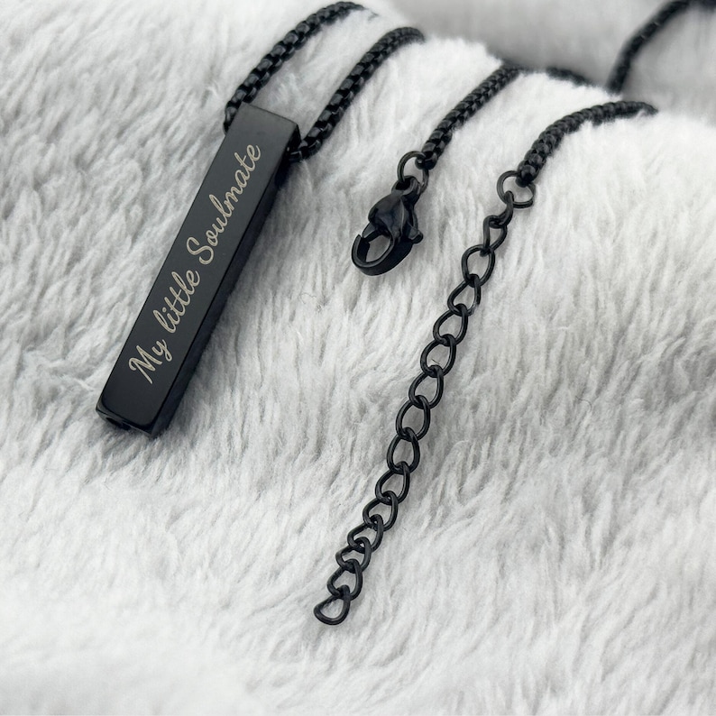 Personalized 3D Bar Necklace: Custom Engraved Cremation Urn Pendant image 2