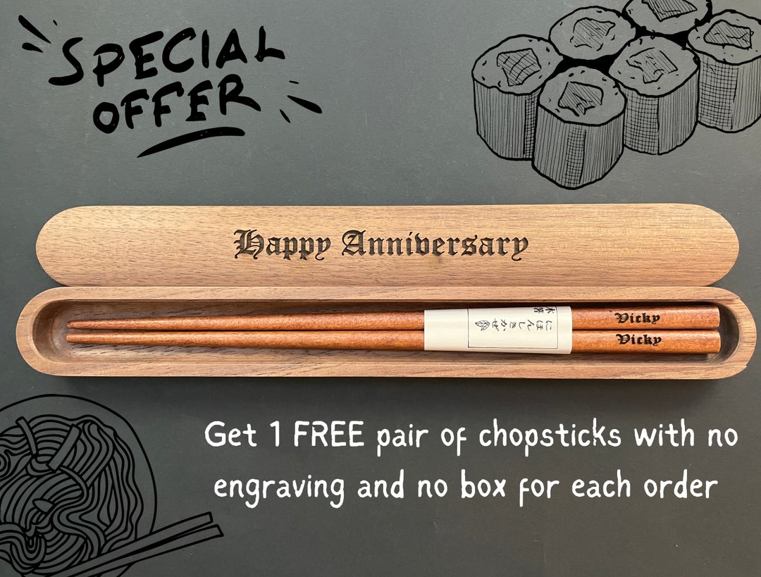 PERSONALIZED GIFT Wood Chopsticks & Box Holiday Housewarming Gift