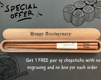 PERSONALIZED GIFT Wood Chopsticks & Box Holiday Housewarming Gift, Custom Chopsticks Set, Mom Girlfriend , Anniversary Wedding Gift Favor