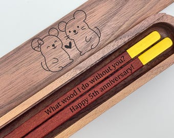 Custom Wooden Chopsticks in Gift Box – Unique Gift for Him or Her