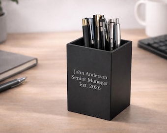 Custom Engraved Acrylic Pen Holder – Office Desk Accessory for Promotion, New Job Gift