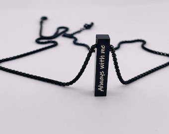 Personalized 3D Bar Necklace: Custom Engraved Cremation Urn Pendant