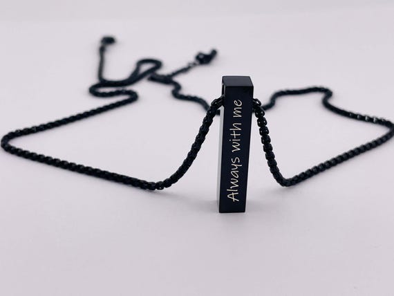 Personalized 3D Bar Necklace: Custom Engraved Cremation Urn Pendant