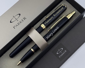 Accountant Gift Engraved Pen with Box, Personalized Parker Pen for CPA, Financial Analyst or Auditor, Elegant Custom Office Pen