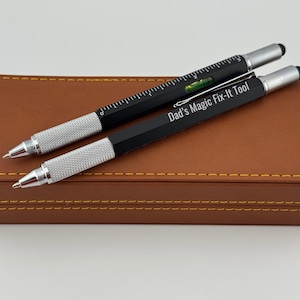 Engraved Multitool Pen: Personalized Carpenter Gift in Leather Box