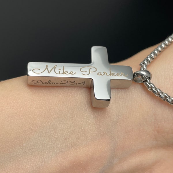 Necklace For Ashes Cross Cremation Urn Personalized Ashes Pendant Remembrance Jewelry Memorial Gift Loss Keepsake Pendant Engraved