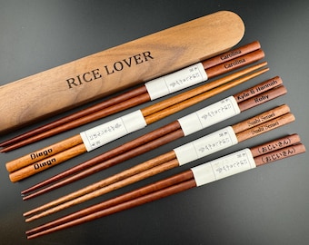 Personalized Wood Chopsticks & Box - Custom Wedding Gift, Engraved Groomsmen and Best Man Present, Wedding Proposal Gift