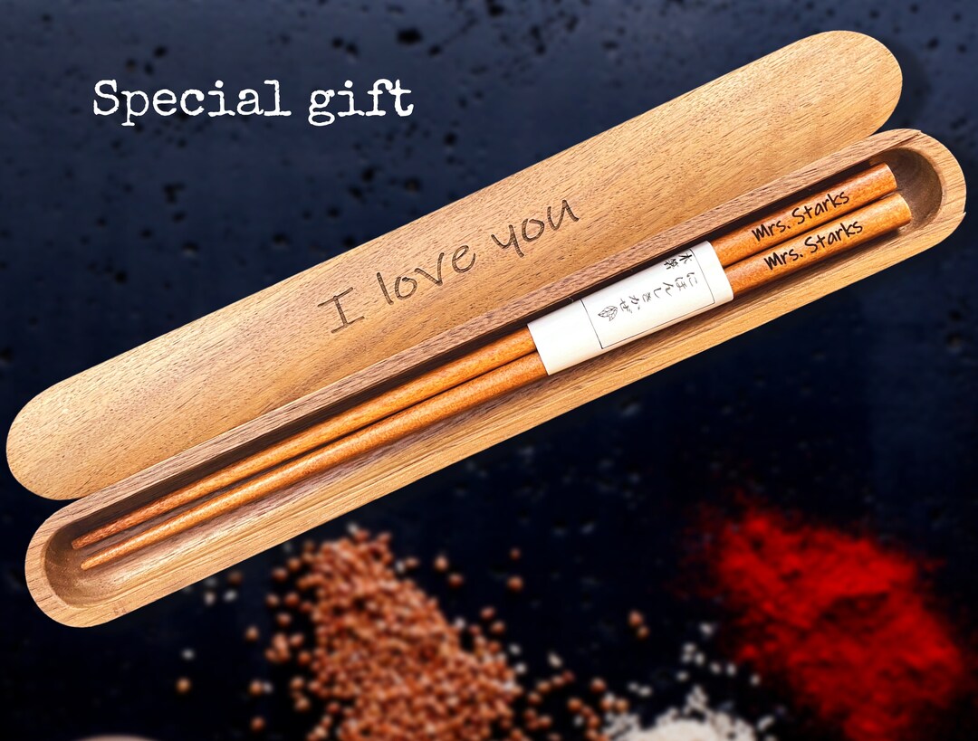 PERSONALIZED GIFT Wood Chopsticks & Box Holiday Housewarming Gift