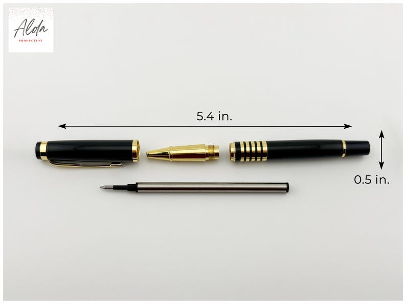 Engraved Black Gold Trim Pen
