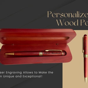 Wood Pen Set Personalized Bamboo Pen Custom Pen Set Desktop Pen Holder Engraved Case Personalized  Boss Gift CEO Gifts Dad Entrepreneur