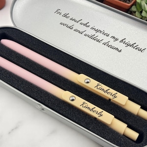 Ensemble de stylos gel ombré pastel dans une boîte en fer blanc - Cadeau personnalisé pour meilleure amie, jolie papeterie pour fille, cadeau d'anniversaire pour meilleure amie, stylos gravés