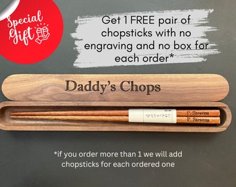 PERSONALIZED GIFT Wood Chopsticks & Box Holiday Housewarming Gift, Custom Chopsticks Set, Mom Girlfriend , Anniversary Wedding Gift Favor