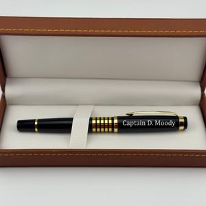 Engraved Black Gold Trim Pen