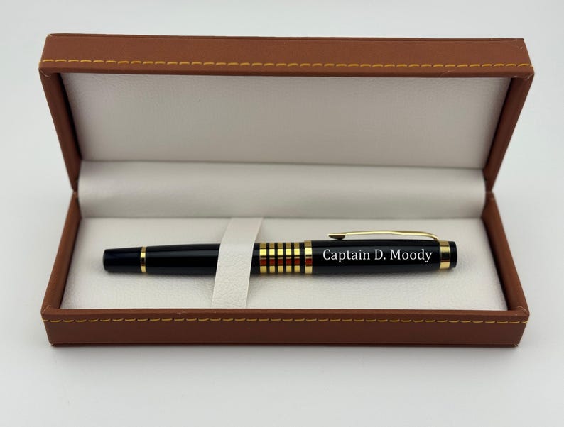 Engraved Black Gold Trim Pen
