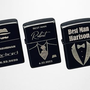 Engraved Custom Lighter for Groomsmen Best Man Gift Bachelor Party Favors, Wedding Proposal Groomsman Name Fun Gift