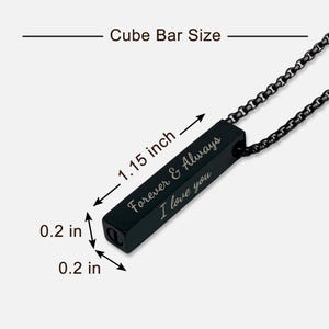 Personalized 3D Bar Necklace: Custom Engraved Cremation Urn Pendant image 8