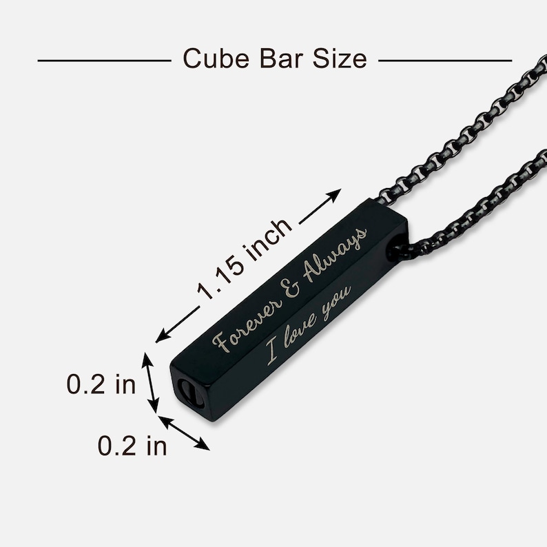 Personalized 3D Bar Necklace: Custom Engraved Cremation Urn Pendant image 8