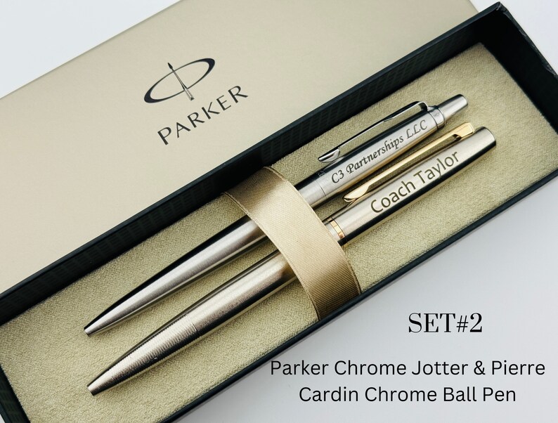 Personalized Pen Set Parker Jotter and Pierre Cardin Engraved Pens
