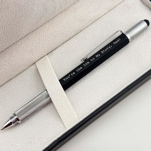 Engraved Multitool Pen Gift for Dad – 6-in-1 Personalized Tool Pen in Leather Box – Unique Father’s Day Gift for Handy Dads
