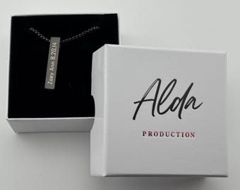 Personalized Cube Necklace | 4 Sides Custom Necklace | Engraved Jewelry Vertical Pendant and Chain | Urn Necklace For Ashes | Memorial Gift