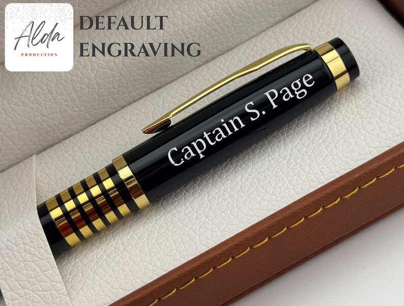 Engraved Black Gold Trim Pen