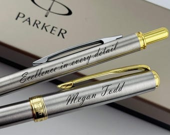 Engraved Parker Pen & Mechanical Pencil Set, Corporate Gift for Employees, Boss Appreciation Gift, Сustom Office Gift