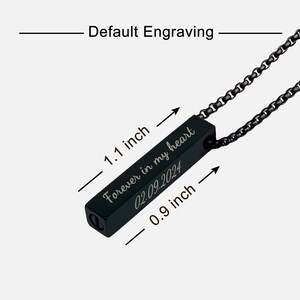 Personalized 3D Bar Necklace: Custom Engraved Cremation Urn Pendant image 7