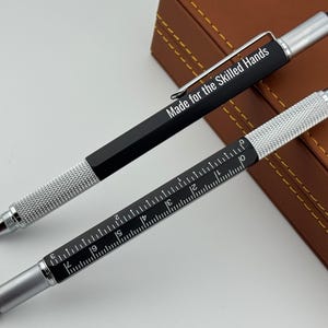 Multitool 6 in 1 Pen, Engraved Multi-functional Pen for Craftsmen, Custom Multitool Pen in Leather Box