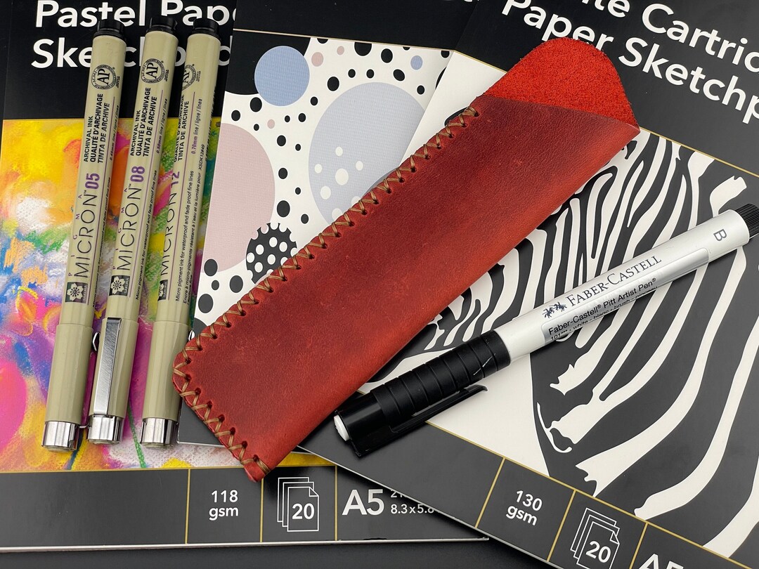 Personalized Handmade Leather Pen Holder, Leather Pen Pouch, Custom