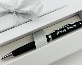 Personalized Black Pen with Bow Gift Box, Personalized Graduation Gift, Teacher Gifts, Groomsmen Gift, Doctor Gift, Nurse Gift, Engraved Pen