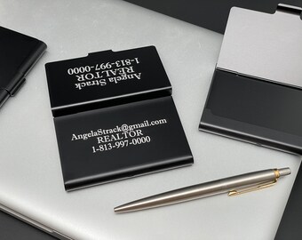 event planner business cards Personalized Business Card Holder Engraved Black Metal Card Holder Personalized Corporate Office Gifts for Men Boyfriend Dad Boss Graduation