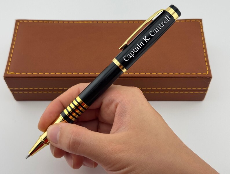 Engraved Black Gold Trim Pen