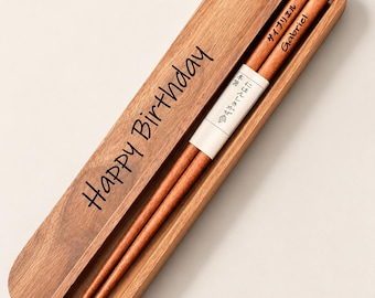 Engraved Chopsticks, Personalized Wooden Chopsticks Gift, Chopsticks with Name, Birthday Gift for Her Him Boyfriend Girlfriend Husband Wife