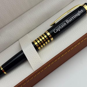 Engraved Black Gold Trim Pen