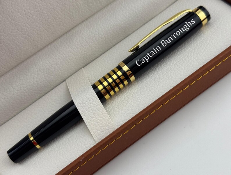 Engraved Black Gold Trim Pen