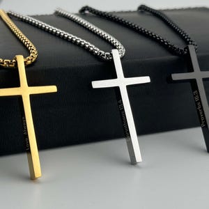 Custom Cross Necklace - Engraved Baptism Gift for Men, Dad, Son, Boyfriend, Christian Jewerly
