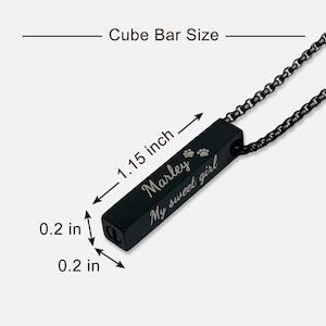 Dog Ashes Custom Urn Necklace, Memorial Necklace, Bar Urn Necklace, Custom Engraved Necklace, Pet Cremation Jewelry, Pet Ashes Keepsake image 8