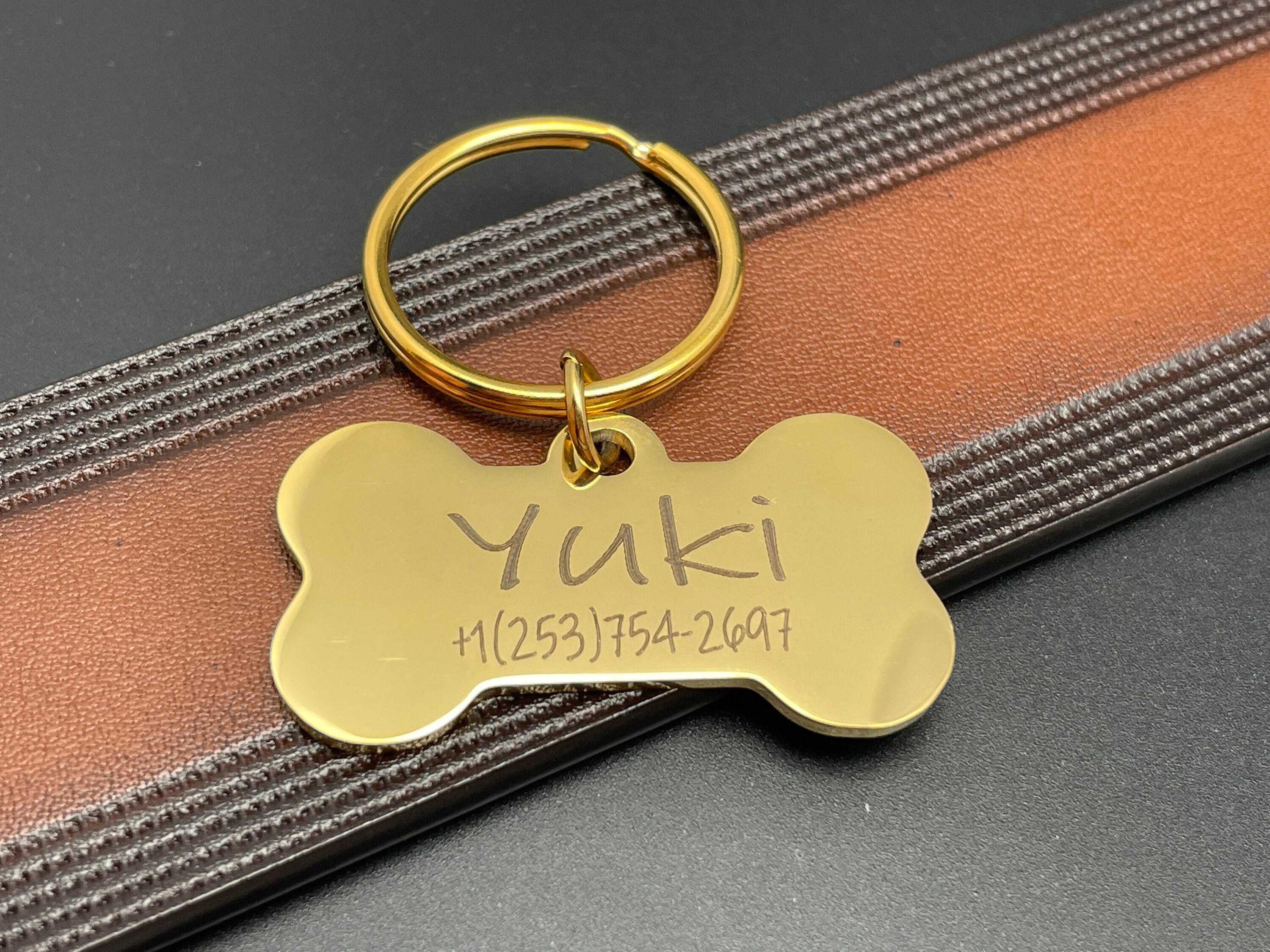 Personalized Brass Dog ID Tag Custom Engraved Dog Tag Puppy Etsy