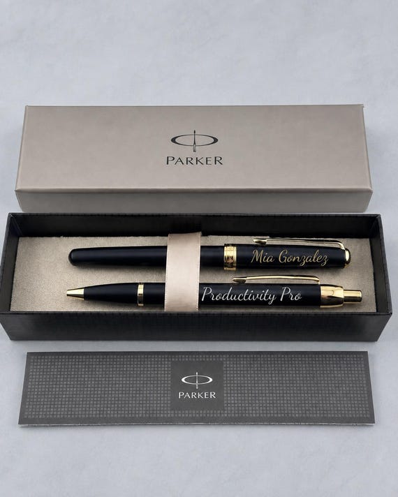Office Colleague Gift Engraved Parker Pen Set, Personalized Executive Pen Set in Gift Box, Custom Retirement Present
