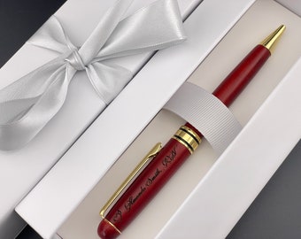 Custom Engraved Red Wooden Pen & Case Set with Gift Box, Christmas Gift, Office Decor Gift, Teacher's Present, Gift for Student