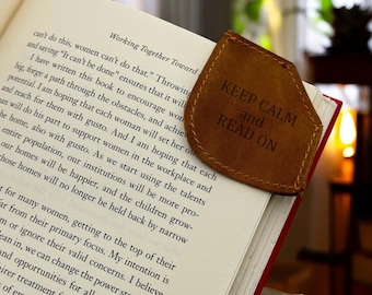Custom Engraved Leather Corner Bookmark and Cord Keeper for Grandma - Elegant, Memorable Gift for Book-Loving Nana