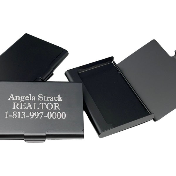 Black Metal Business Card Holder Etsy